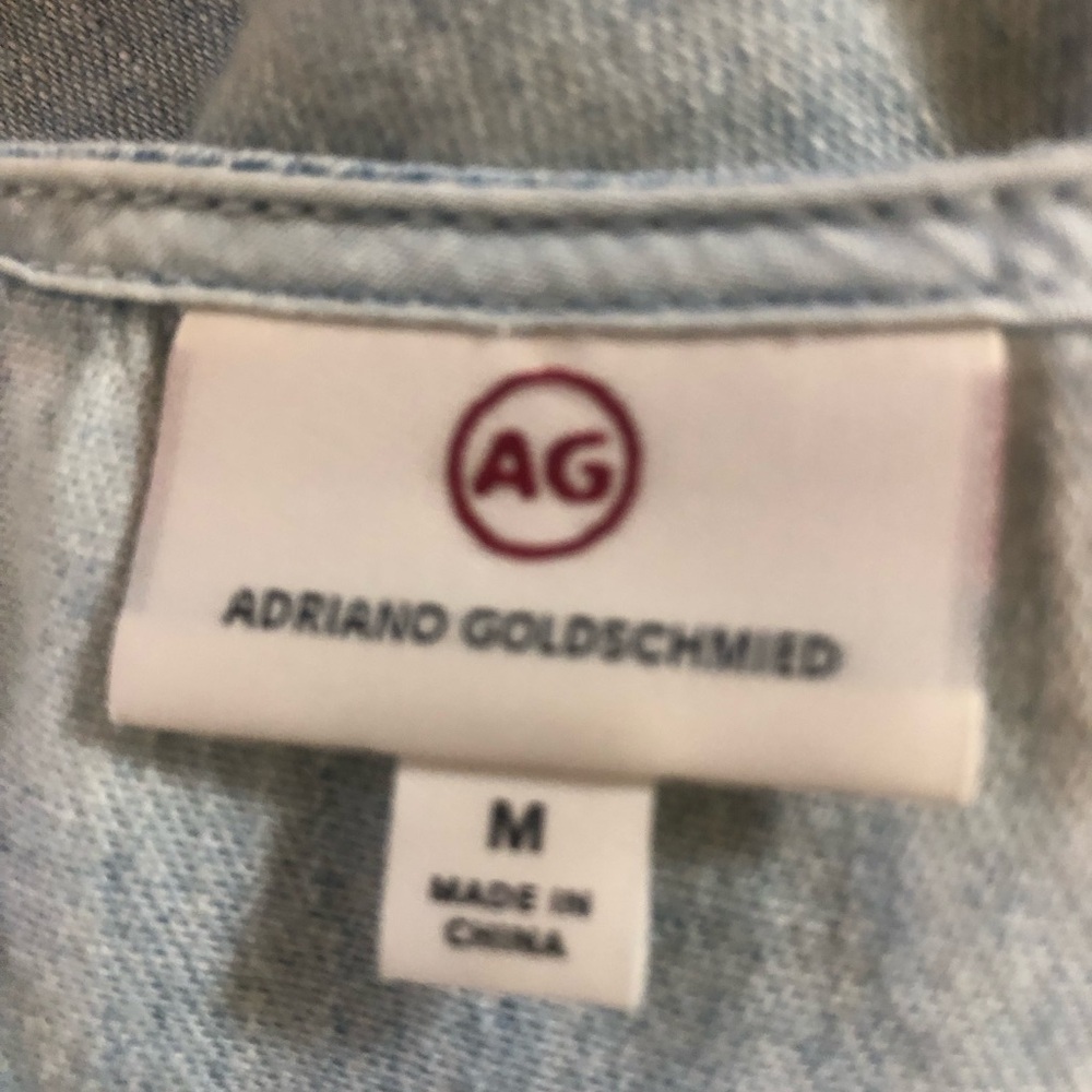 Ag Adriano Goldschmied Light Blue Top with Red Logo Detail
